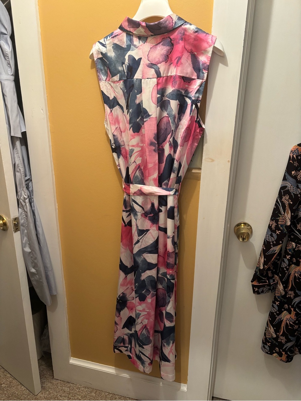 DKNY Pink & Navy Floral Maxi Dress